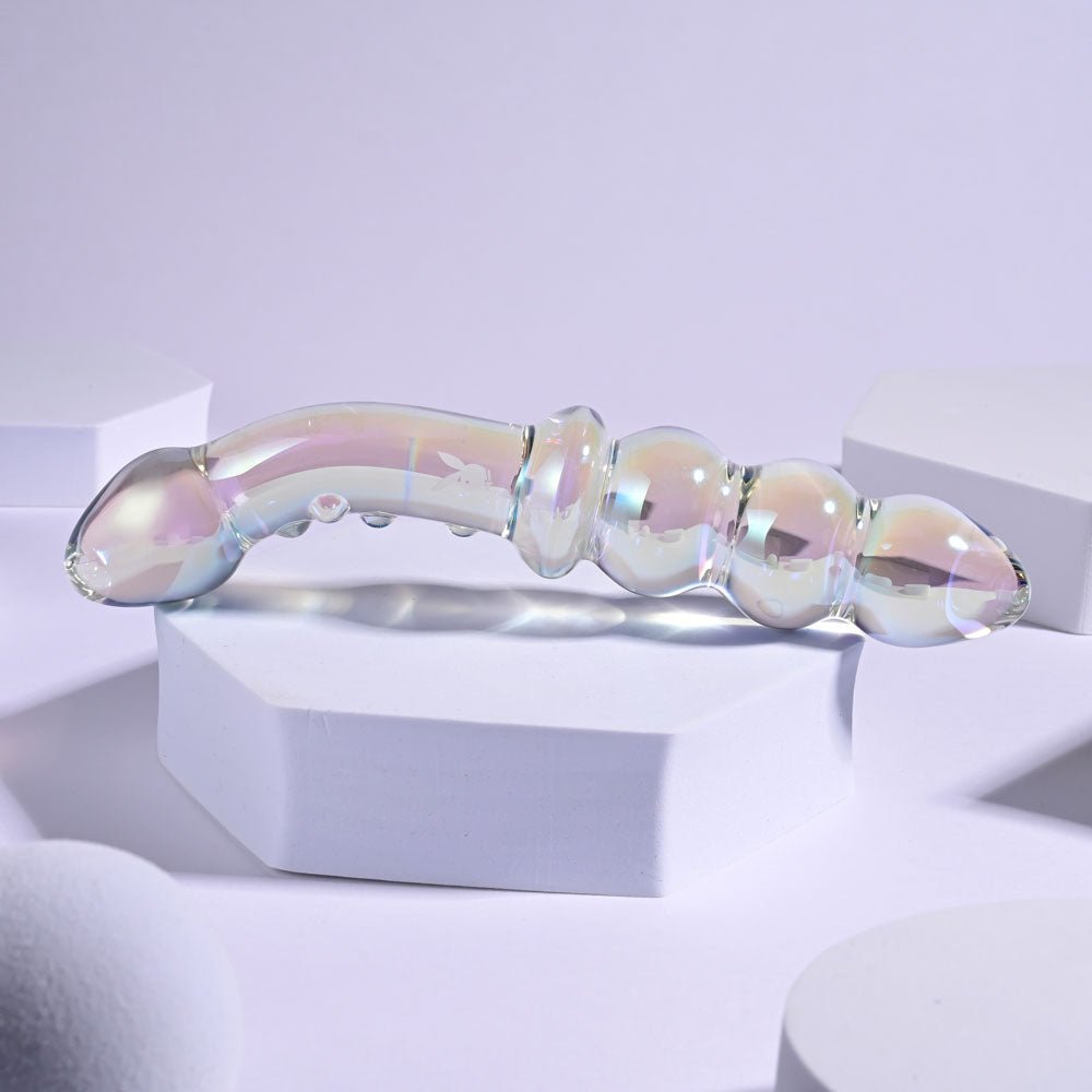 Playboy Pleasure JEWELS DOUBLE Clear Glass 17.1 cm Double Ended Dildo